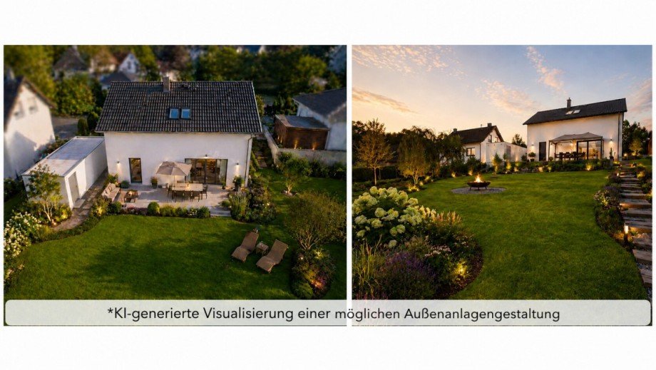 Ki-generierte Au�enanlage Garten Einfamilienhaus Vettelscho�