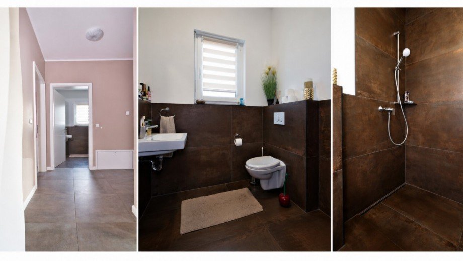 Flur und G�ste Bad mit Dusche EG Einfamilienhaus Vettelscho�