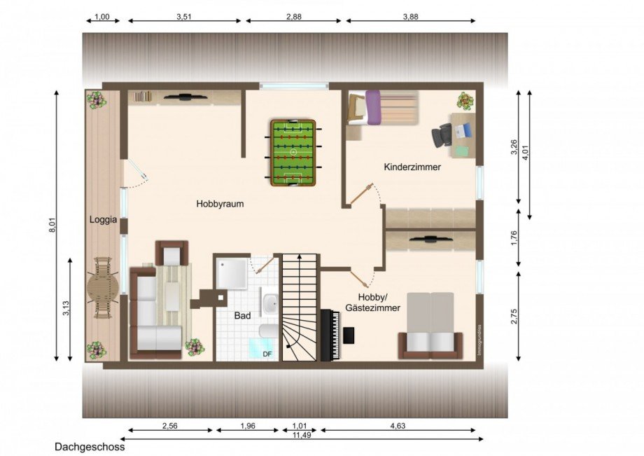 Grundriss DG Einfamilienhaus Wiehl