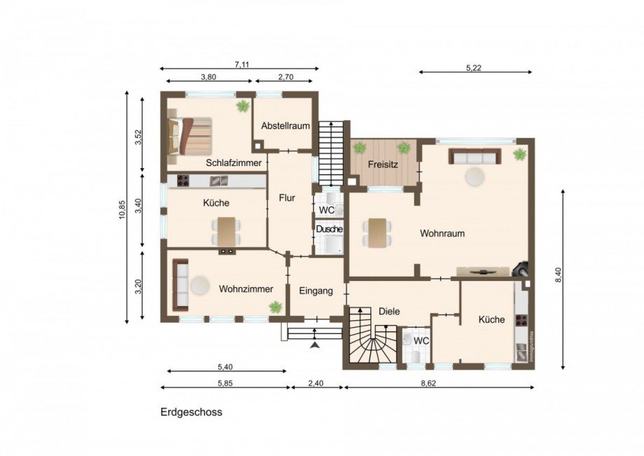 Erdgeschoss Doppelhaush�lfte M�nster