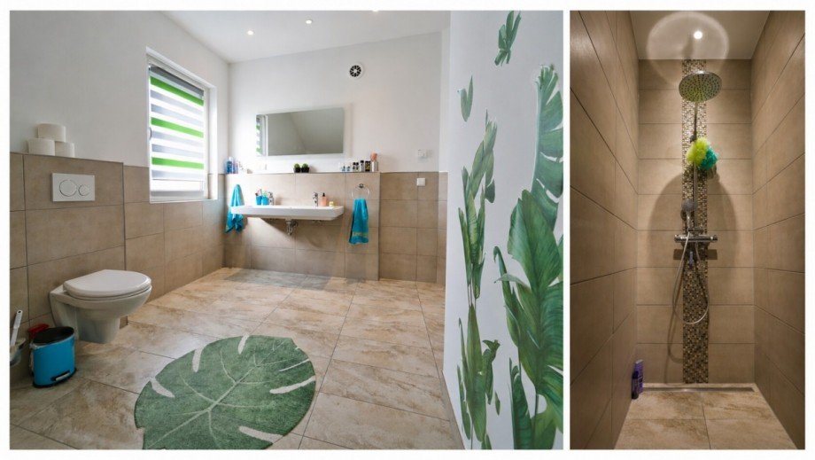 Badezimmer mit Dusche und Badewanne OG Einfamilienhaus Vettelscho�